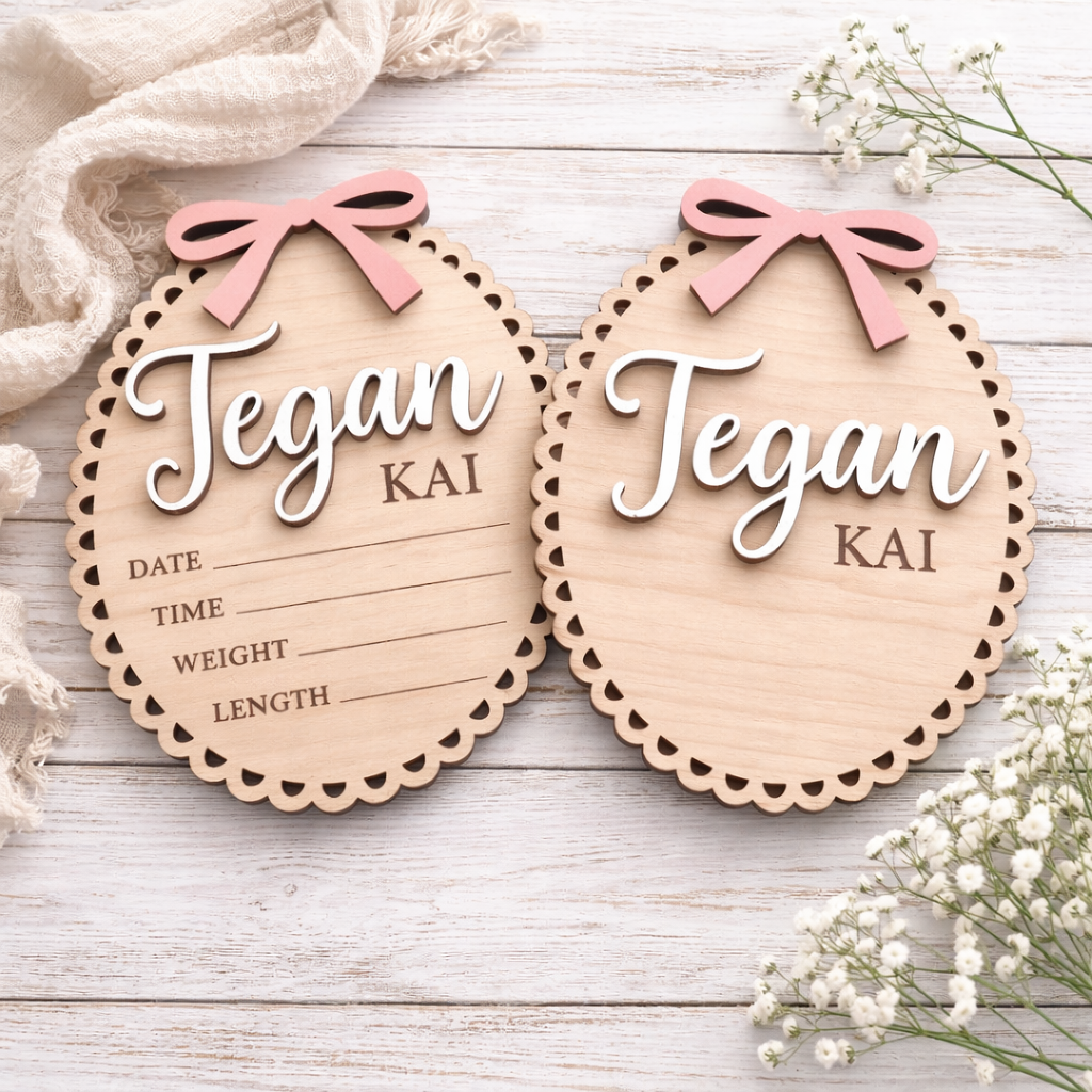 Personalized Wooden Baby Announcement Sign