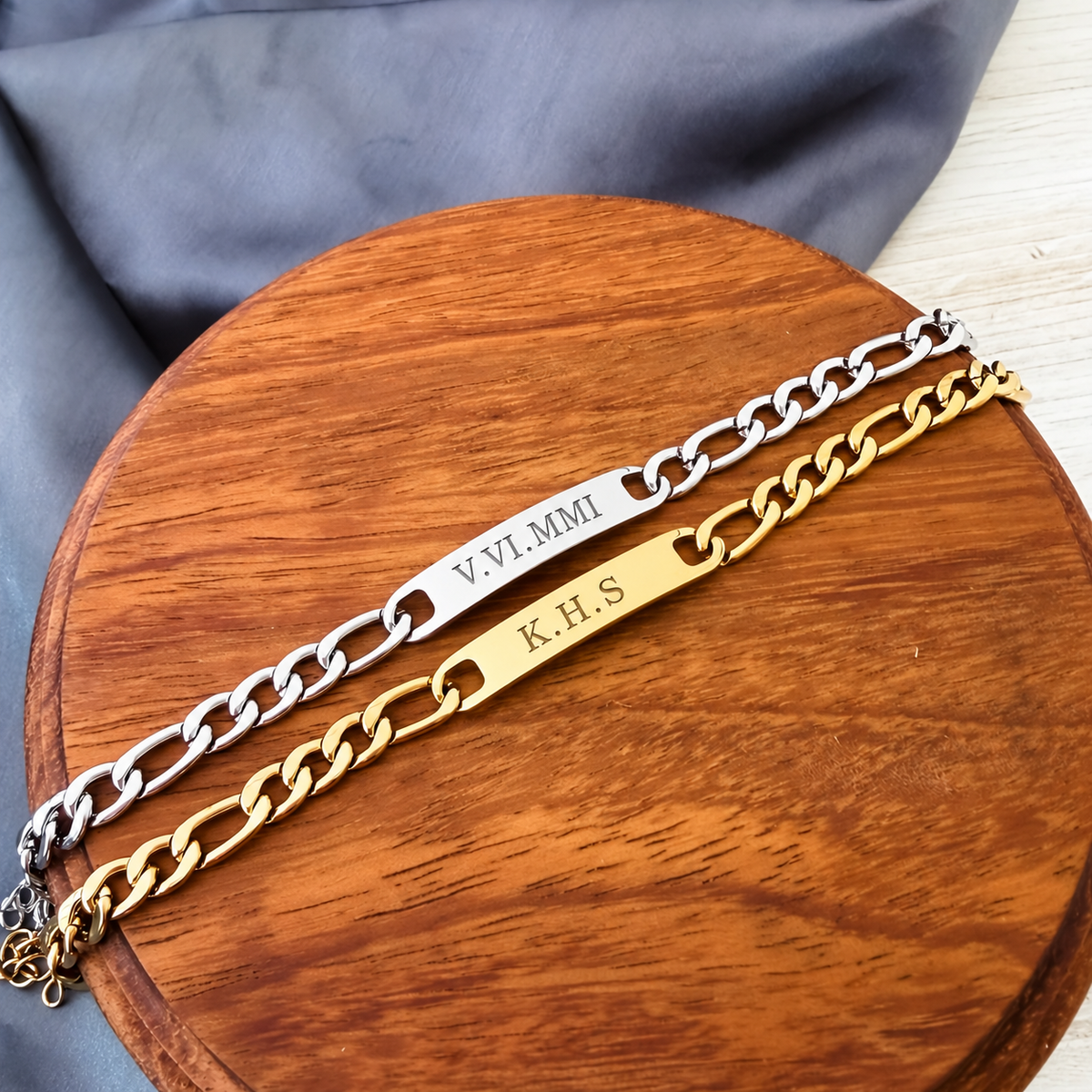 Personalized Men's Figaro Bar Bracelet