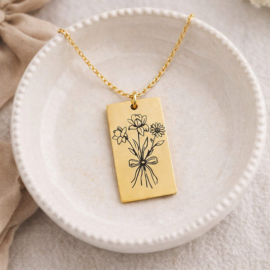 Personalized Birth Flower Necklace