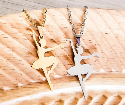 Personalized ballerina silhouette necklace engraved with a name