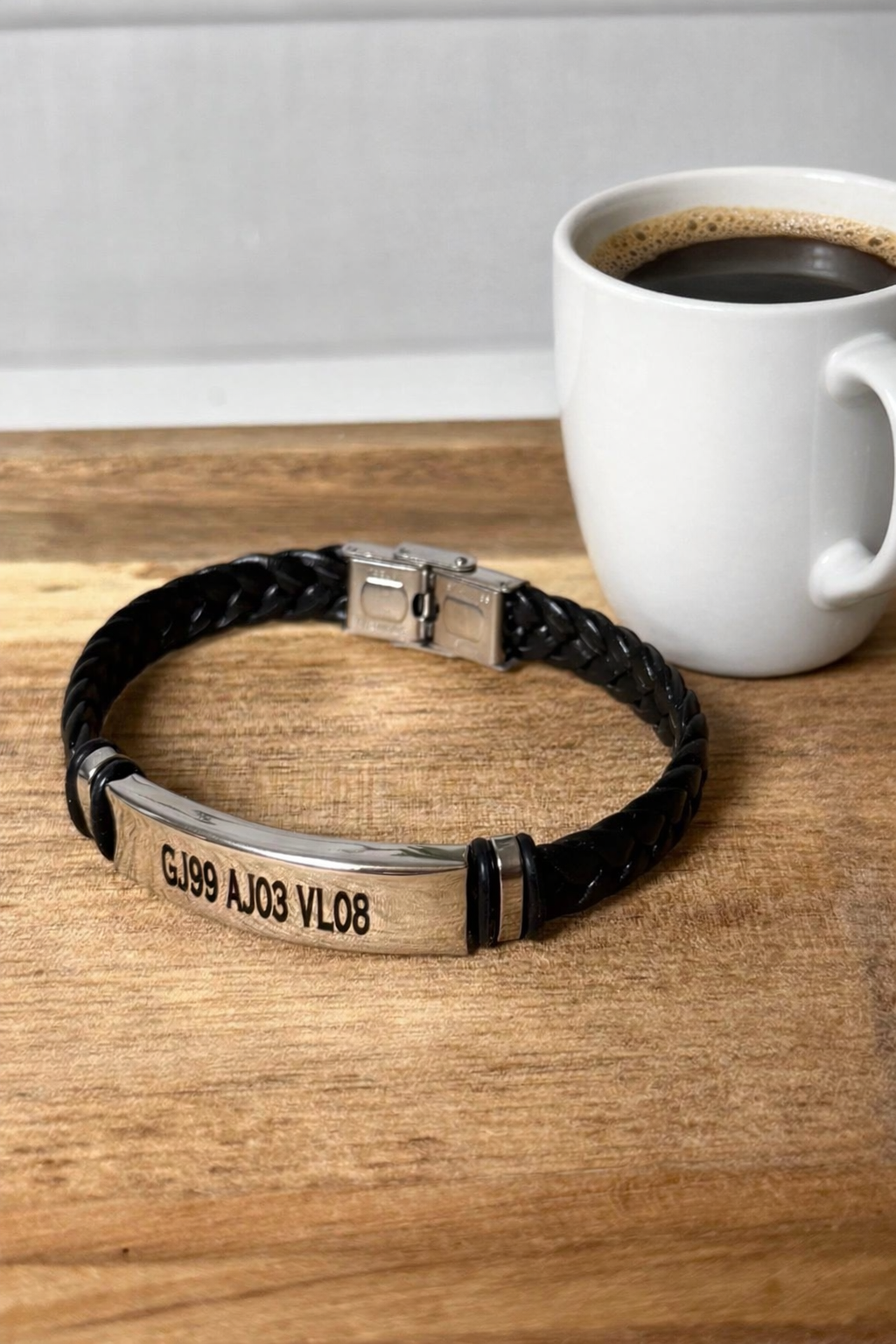 Personalized Black Braided Cord Men's Bracelet