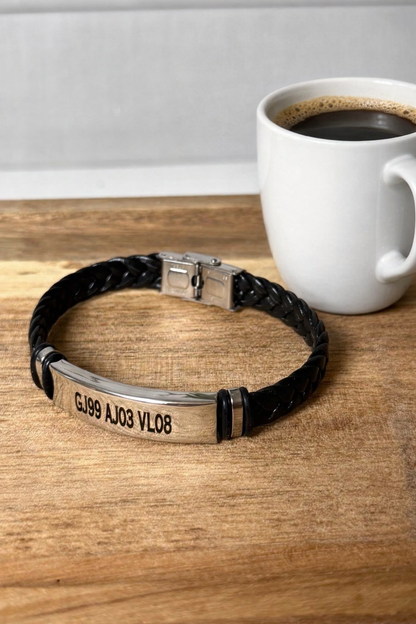 Personalized Black Braided Cord Men's Bracelet