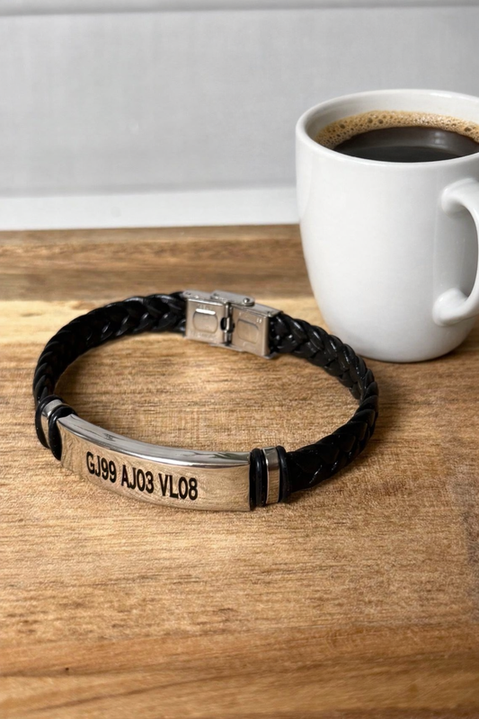 Personalized Black Braided Cord Men's Bracelet