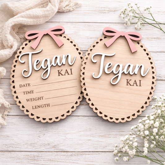 Personalized Wooden Baby Announcement Sign