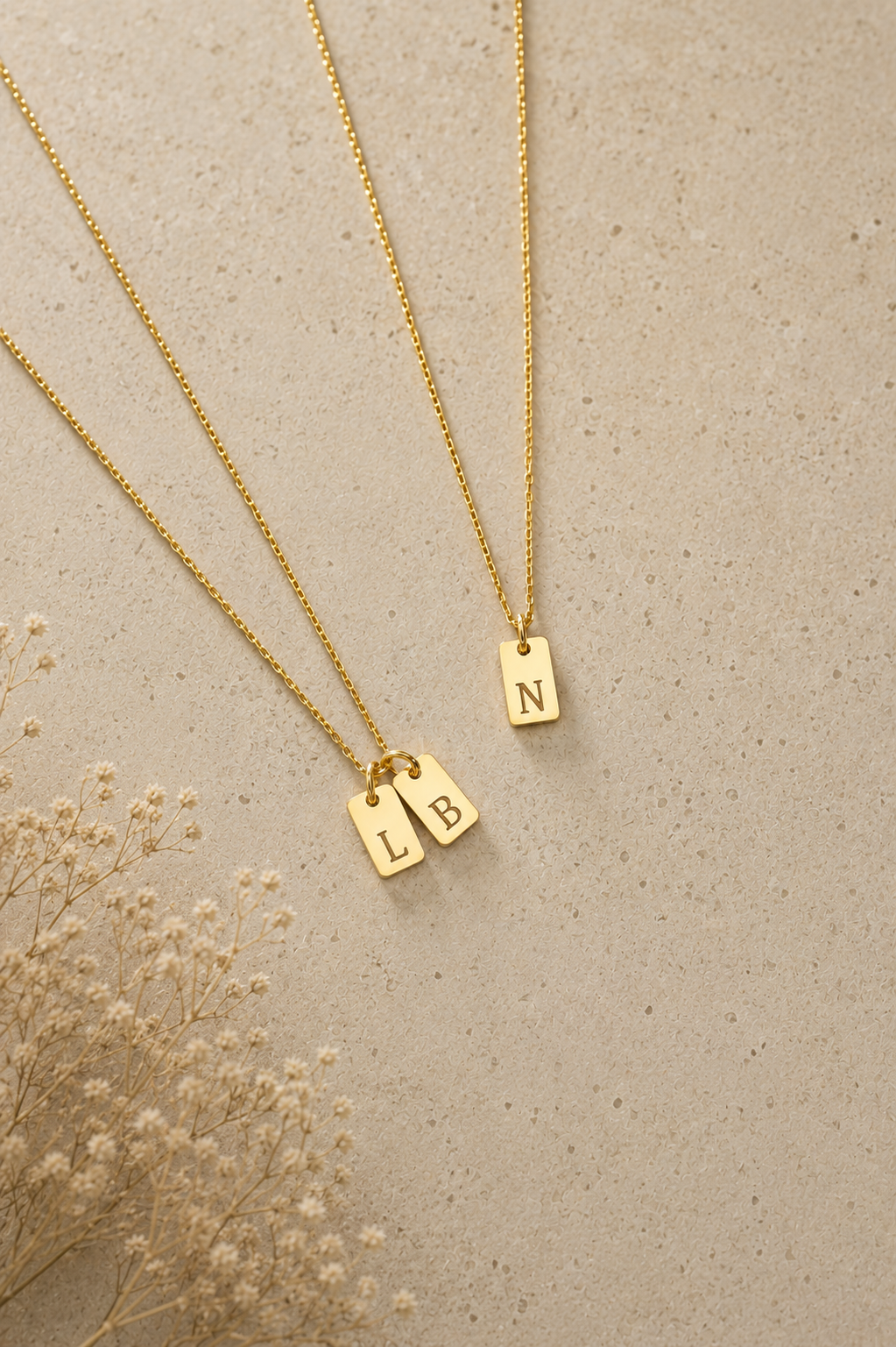 Personalized Mini Tag Initial Necklace
