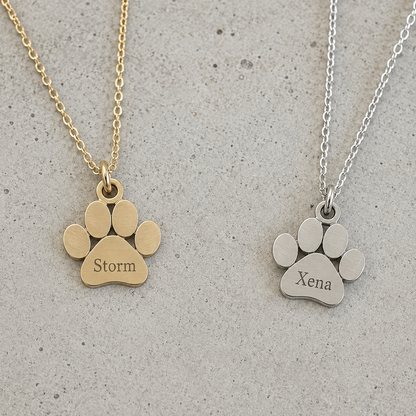 Personalized Petite Paw Print Necklace