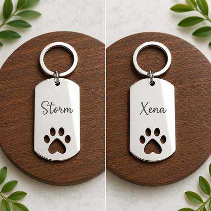 Rectangle Paw Cutout Keychain