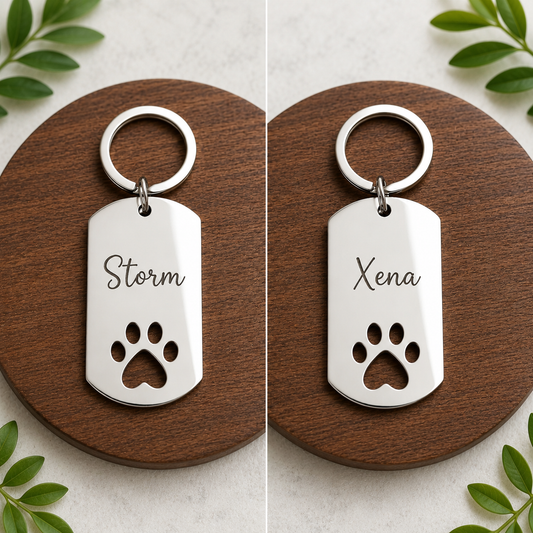 Rectangle Paw Cutout Keychain