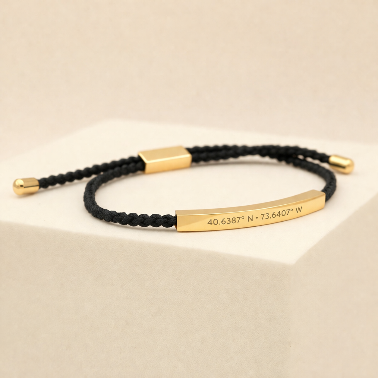 Personalized engraved bar cord bracelet with custom name