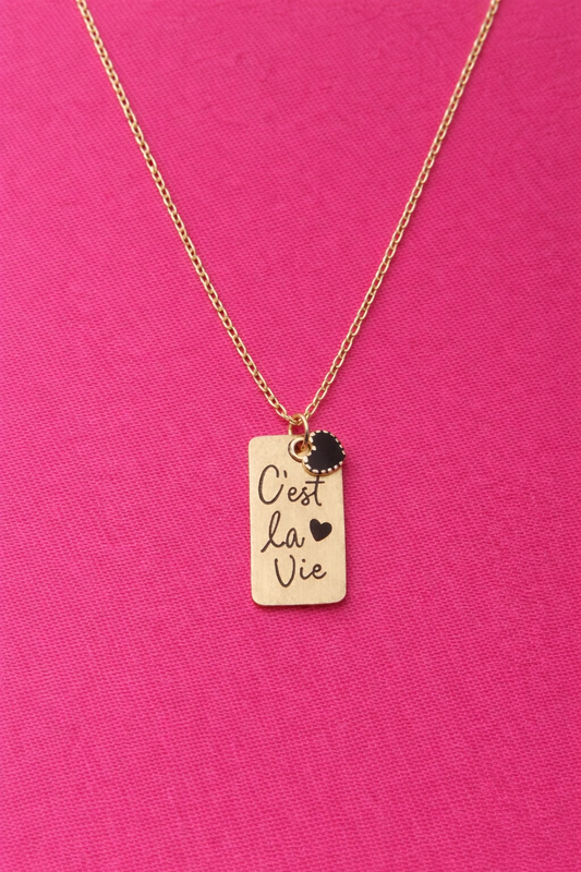 C’est La Vie Engraved Pendant Necklace