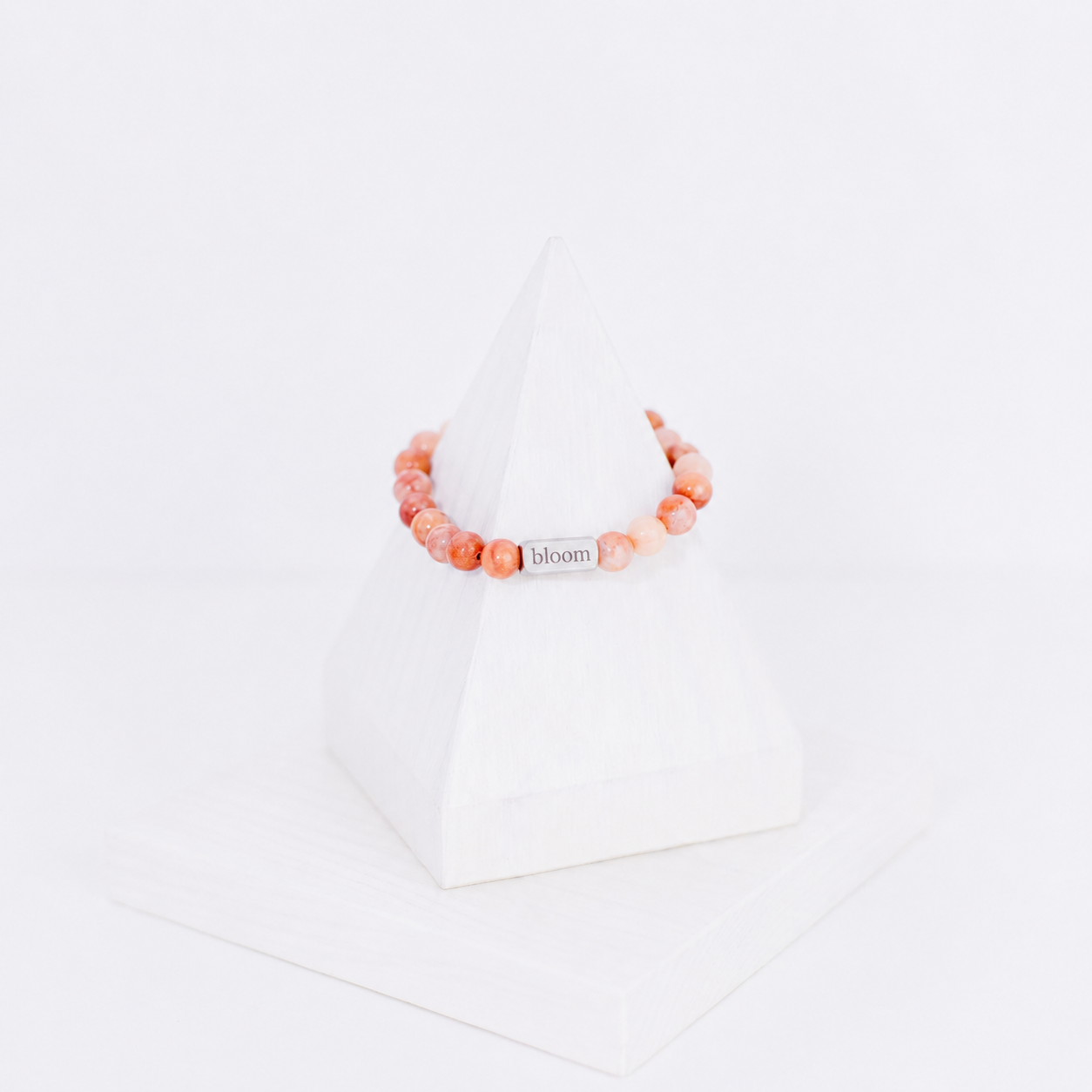 Natural gemstone bracelet engraved with meaningful words