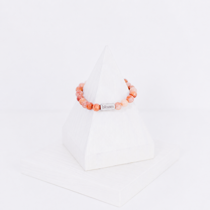 Natural gemstone bracelet engraved with meaningful words