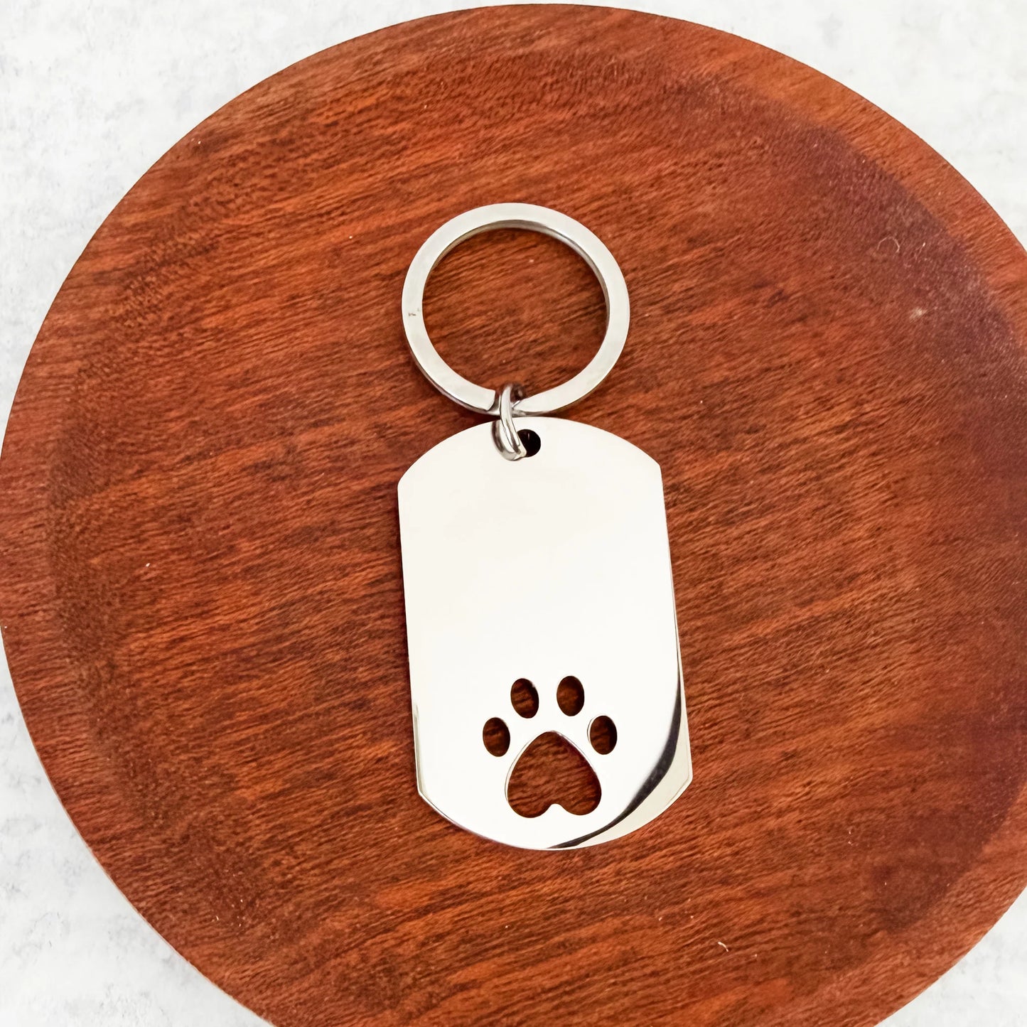 Rectangle Paw Cutout Keychain