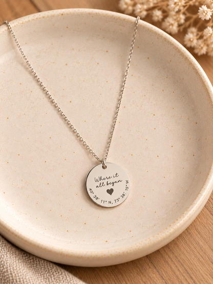 Personalized Where It All Began Coordinates Necklace