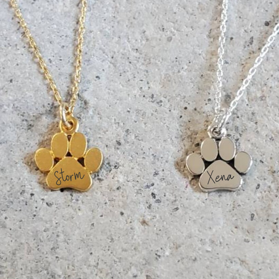 Personalized Petite Paw Print Necklace
