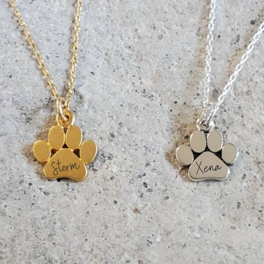 Personalized Petite Paw Print Necklace