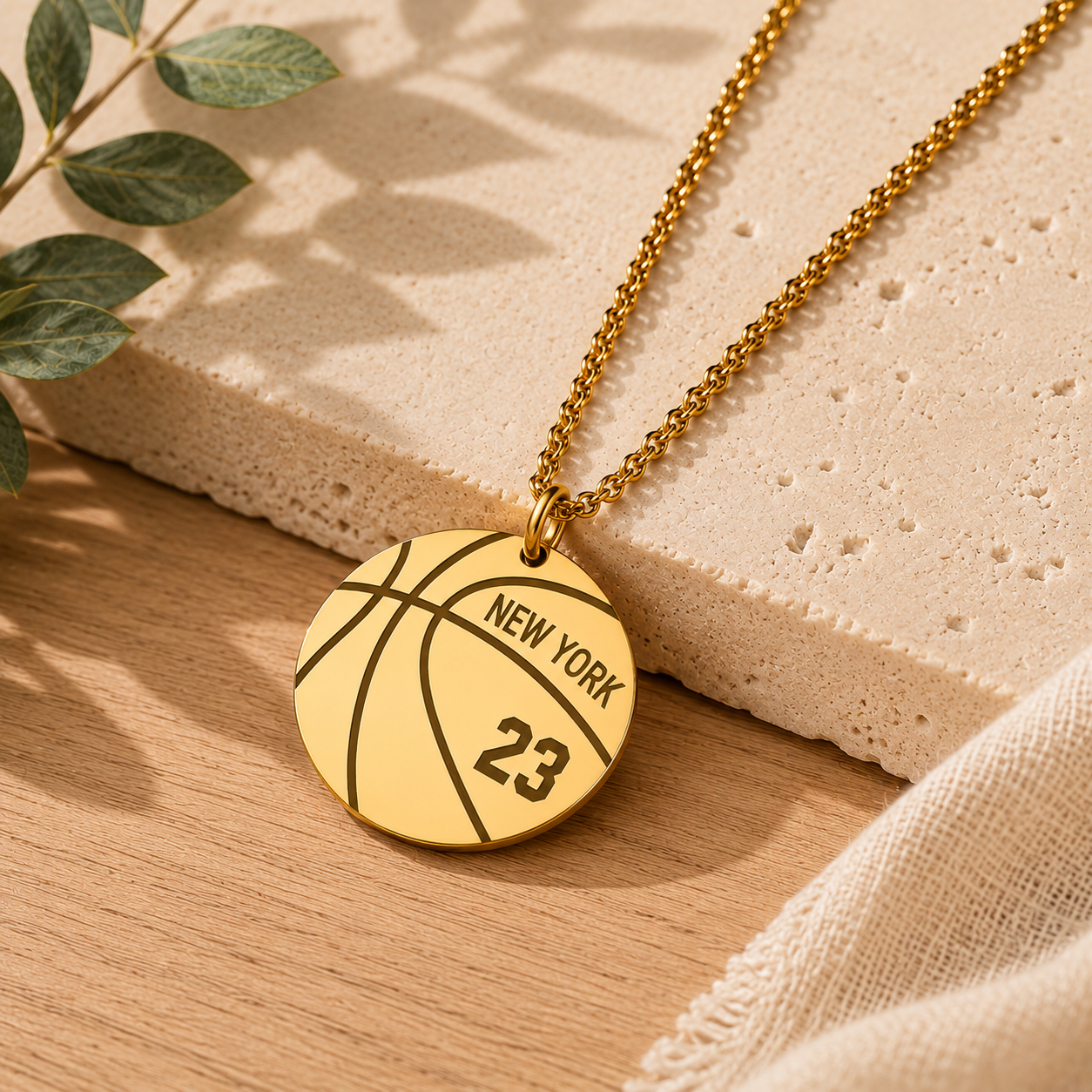 Solid Basketball Pendant Necklace