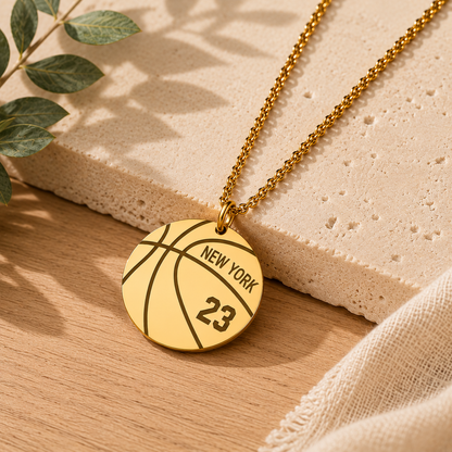 Solid Basketball Pendant Necklace
