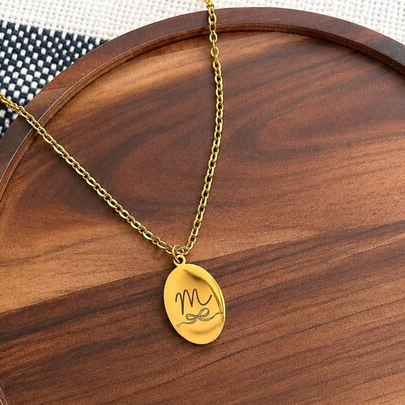 Personalized Initial & Symbol Oval Necklace