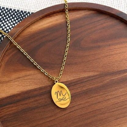 Personalized Initial & Symbol Oval Necklace